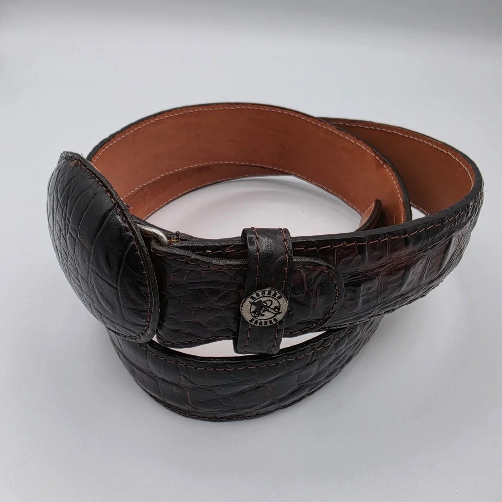 Rogers Belt Western Belt Mens 42 Dark Brown Excellent Crocodile Embossed Leather